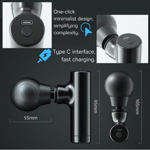 Mini Deep Tissue Massager, USB Charging, Lightweight Portable Percussion for Athletes, Noiseless Fitness equipment