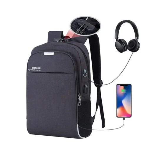 SHEMOSHI Anti-Theft Laptop Backpack with USB Charging Port | 16.5" Inch Laptop Waterproof College Bag for Men & Women | Business Travel Bag with Combination Lock & Charging Cable